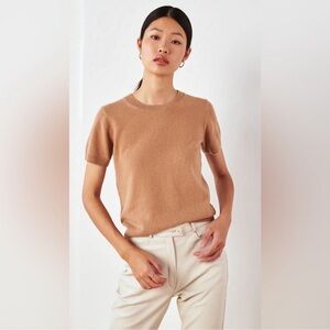 Quince Mongolian Cashmere Tee In Camel/Tan